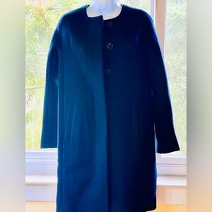J. Crew NWT Classic Black Double Cloth Coat Italian wool raglan sleeves 2pockets